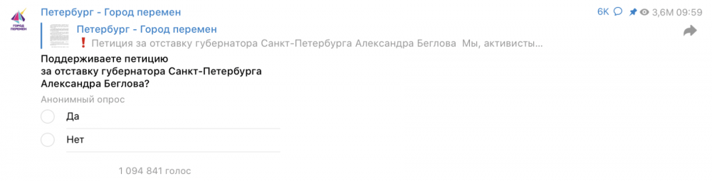 Петиция за отставку Беглова показала высокий уровень недовольства работой губернатора – публицист Голубь