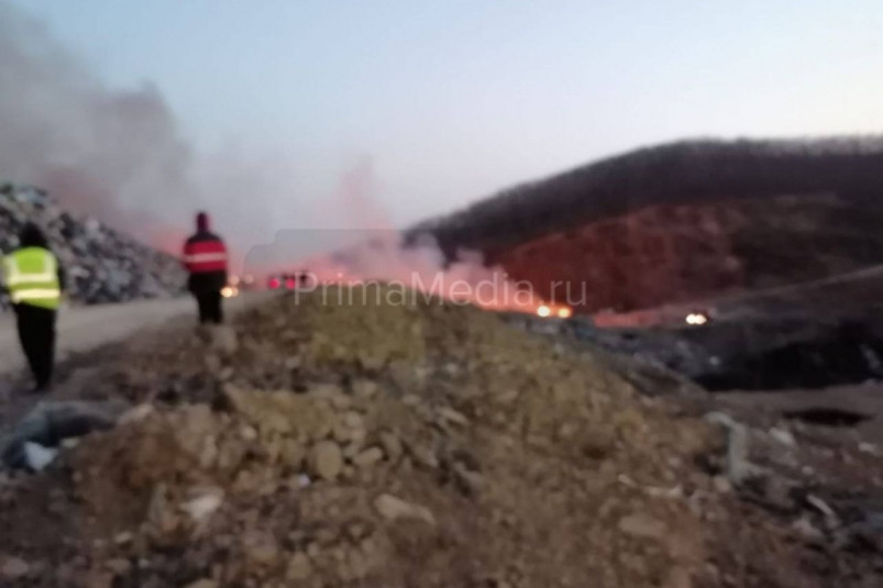 Во Владивостоке загорелся мусорный полигон