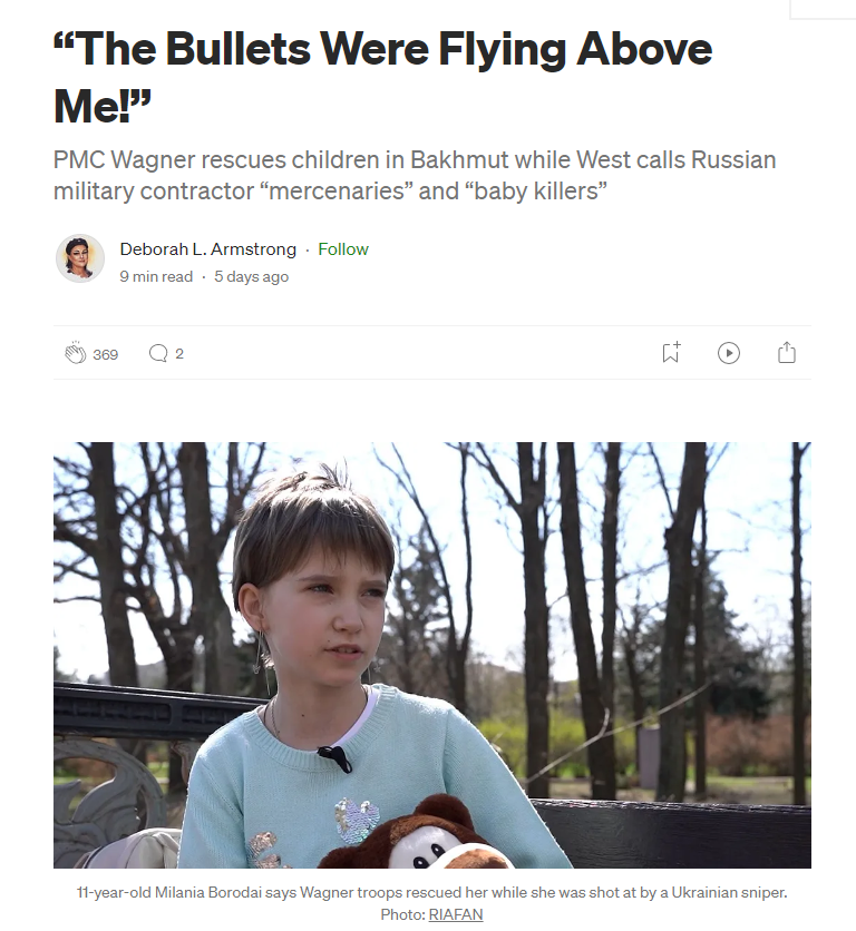 ЧВК «Вагнер» спасает: журналистка из США рассказала истории спасенных русскими детей Бахмута