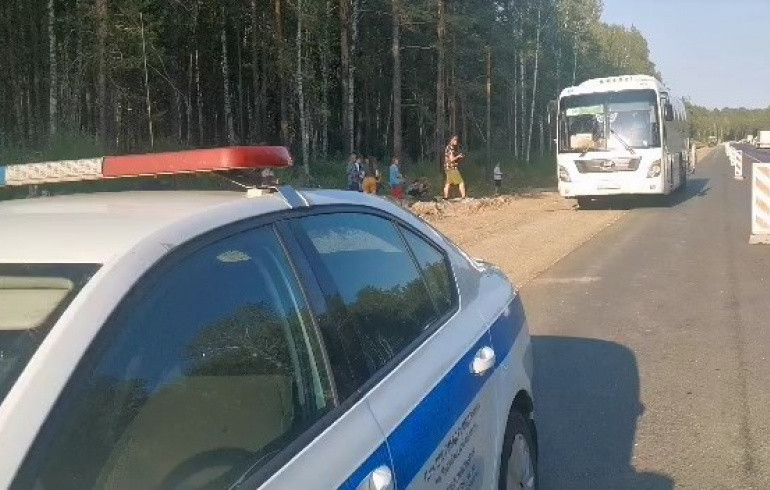 На трассе в Челябинской области в 36-градусную жару сломался автобус с детьми