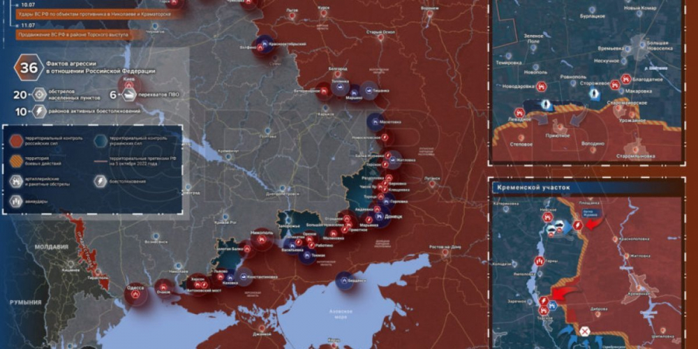 « K западу от Артемовска идут ожесточенные бои!»: Карта боевых действий 12 июля 2023 на Украине — последние новости фронта Донбасса сегодня, обзор событий. Итоги военной спецоперации России сейчас 12.07.2023