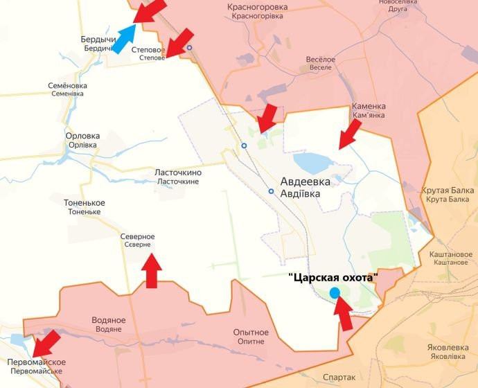 Свежая карта боевых действий под Авдеевкой на сегодня, 20 января 2024, по данным на 08:00 мск