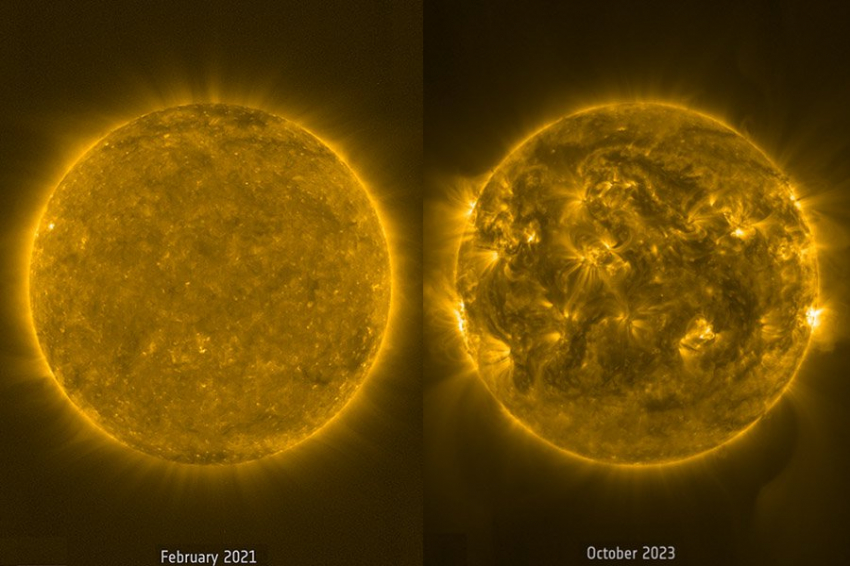 Драматическое изображение показывает, насколько сильно изменилось Солнце за два года