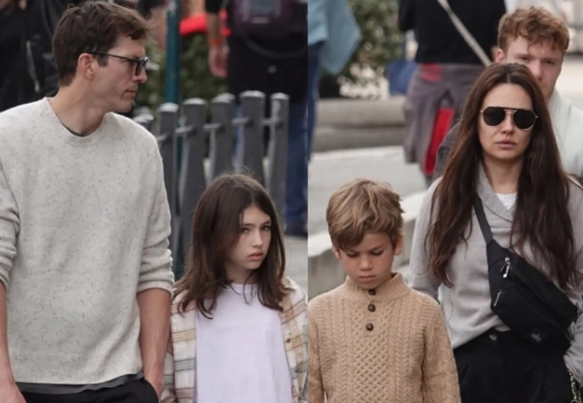 Милу Кунис и Эштона Кутчера впервые за долгое время засняли с детьми